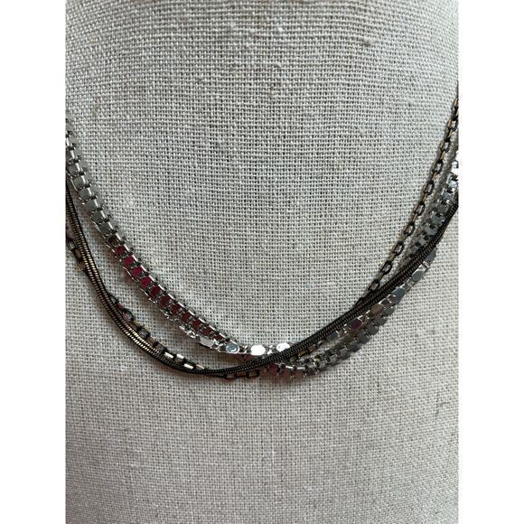 NWOT Layered Choker Style Two Tone Necklace 4 Various Chains,‎ 2 Gold, 2, Silver - Picture 4 of 4